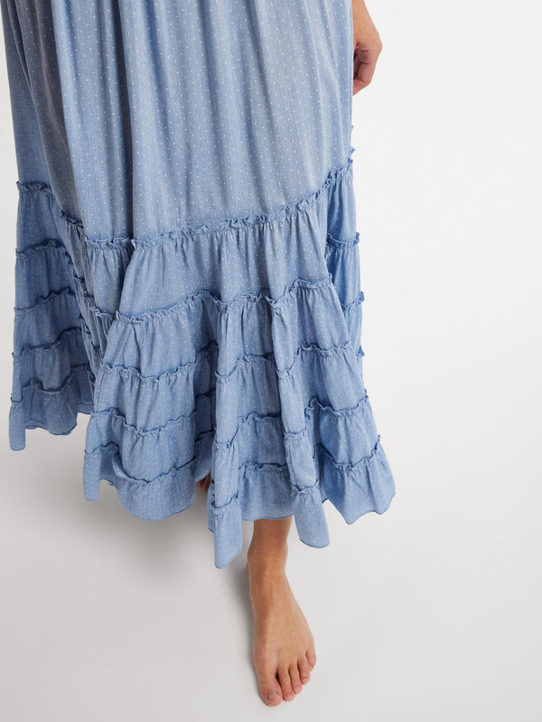 Celia Dress in Chambray Polka Dot — view 3