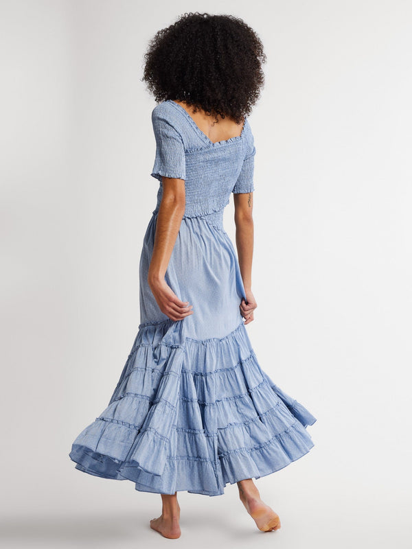 Celia Dress in Chambray Polka Dot — view 5