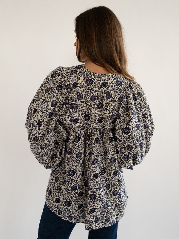 Charlie Top in Indigo Floral — view 7
