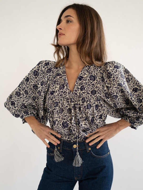 Charlie Top in Indigo Floral — view 4