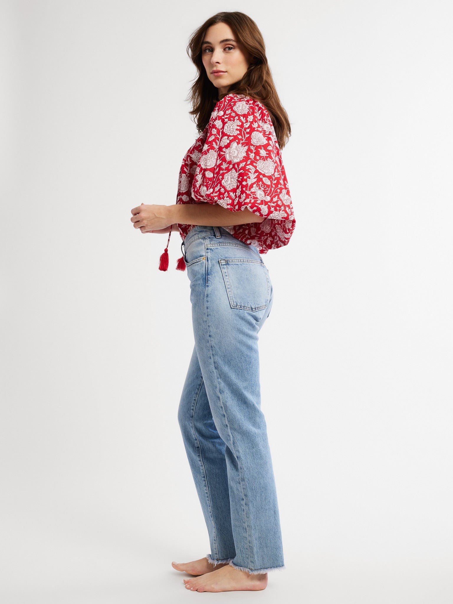 Charlie Top In Red Zinnia – Mille