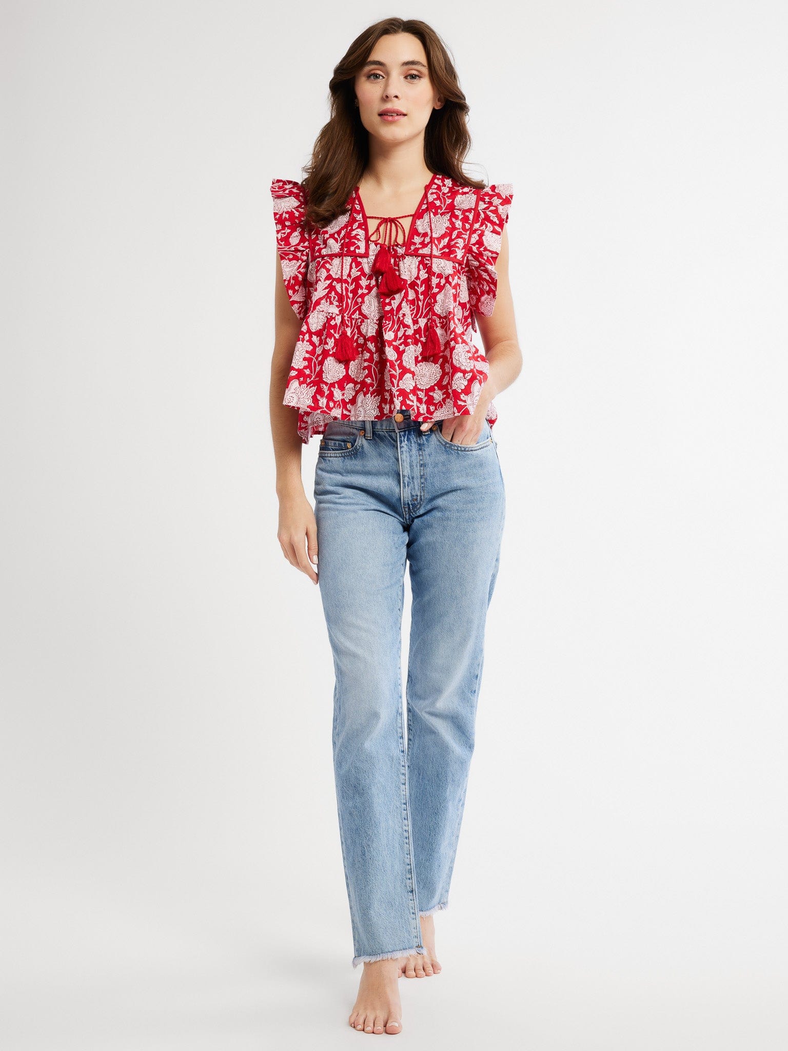 MILLE Clothing Chelsea Top in Red Zinnia
