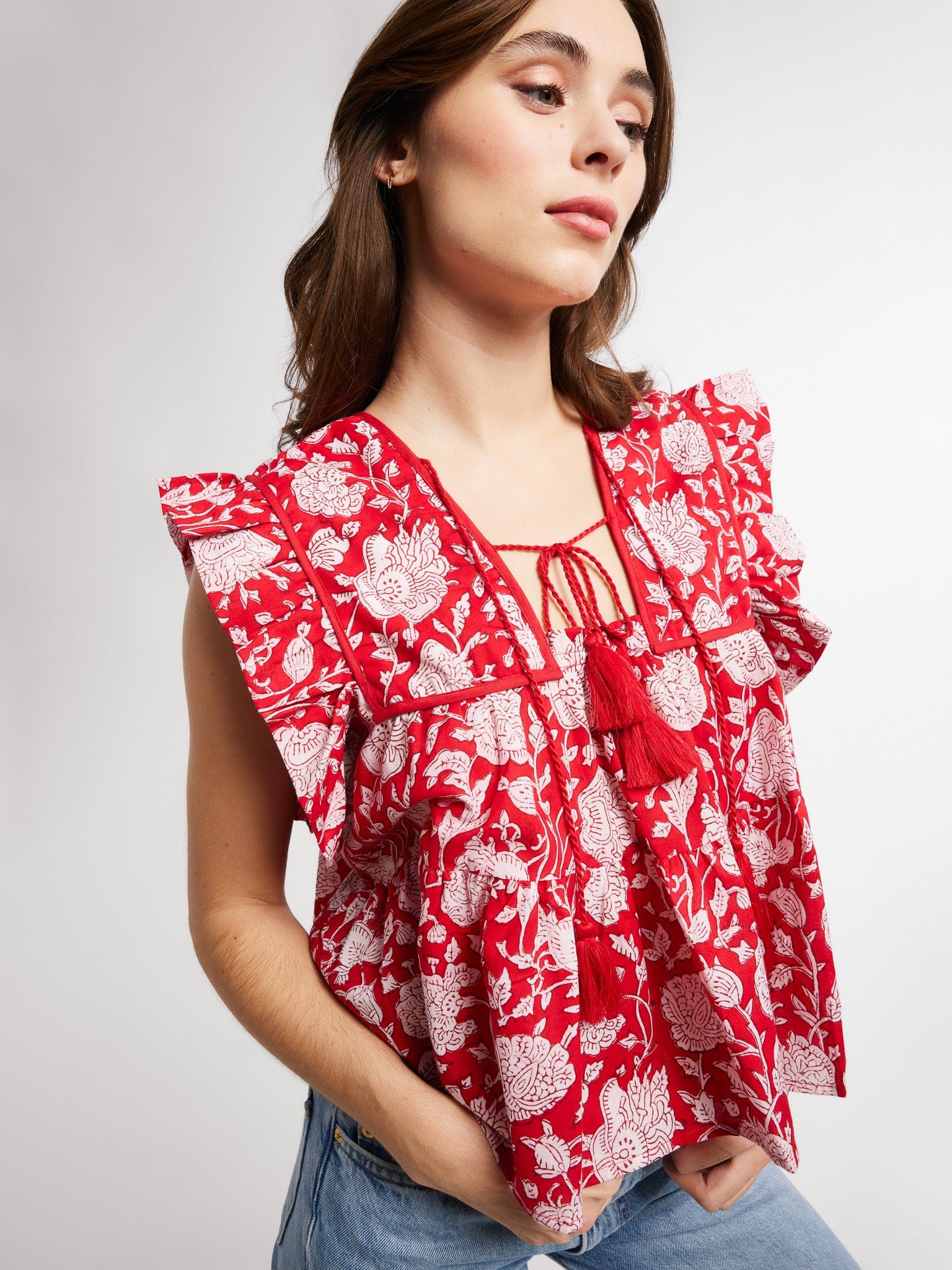 MILLE Clothing Chelsea Top in Red Zinnia