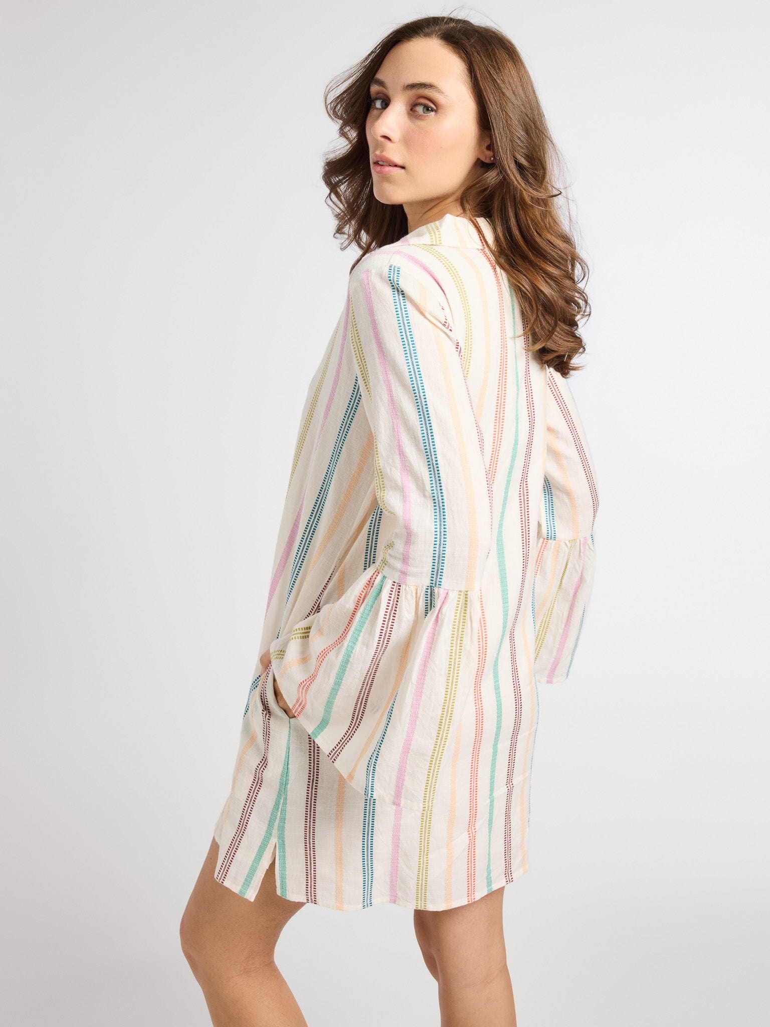 ★送料・関税込★I AM MARI★Milo striped shirt dress★ Linen striped shirt dress - Women | MANGO Kosovo