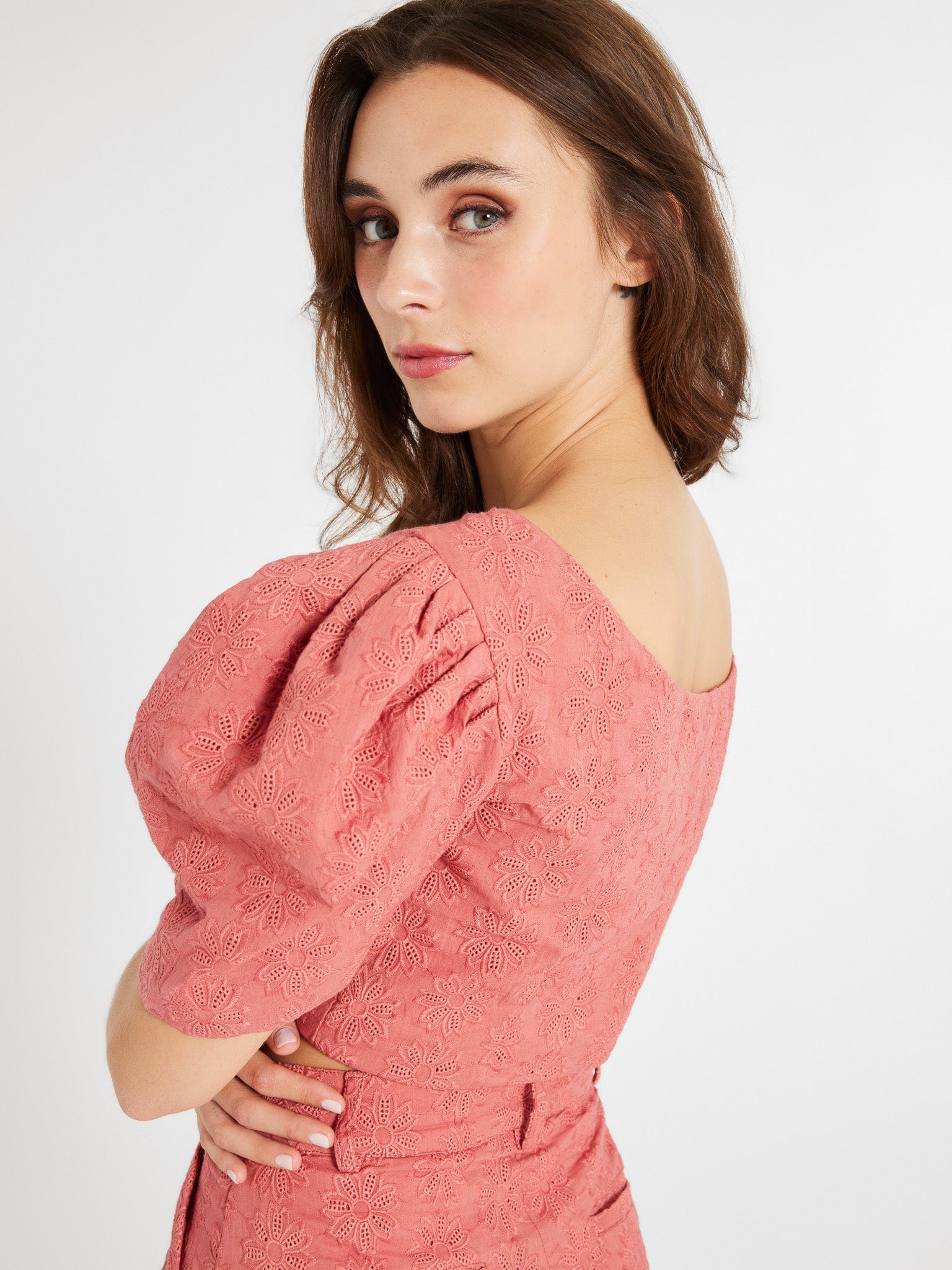 MILLE Clothing Coco Top in Rosewood Eyelet