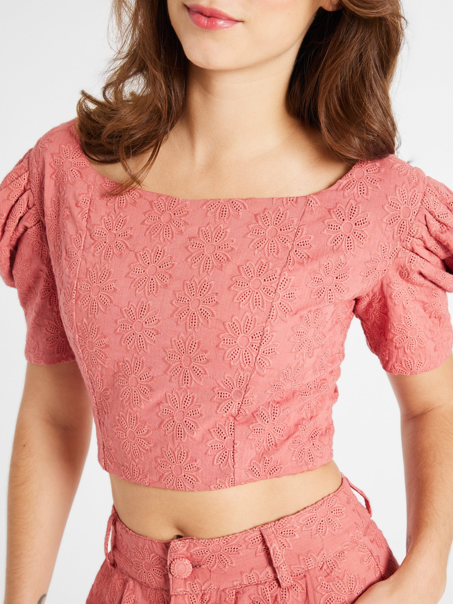 MILLE Clothing Coco Top in Rosewood Eyelet