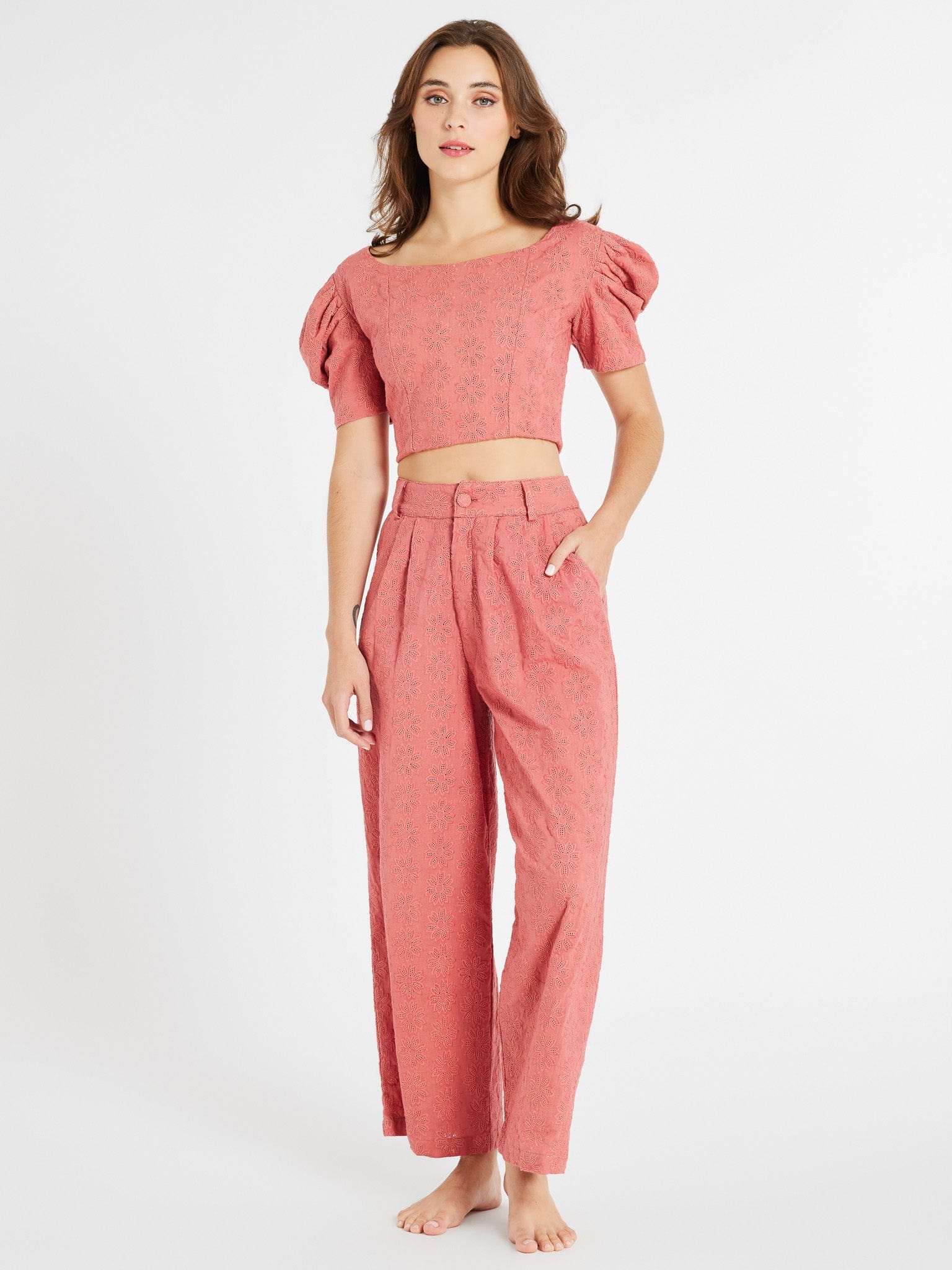 MILLE Clothing Coco Top in Rosewood Eyelet