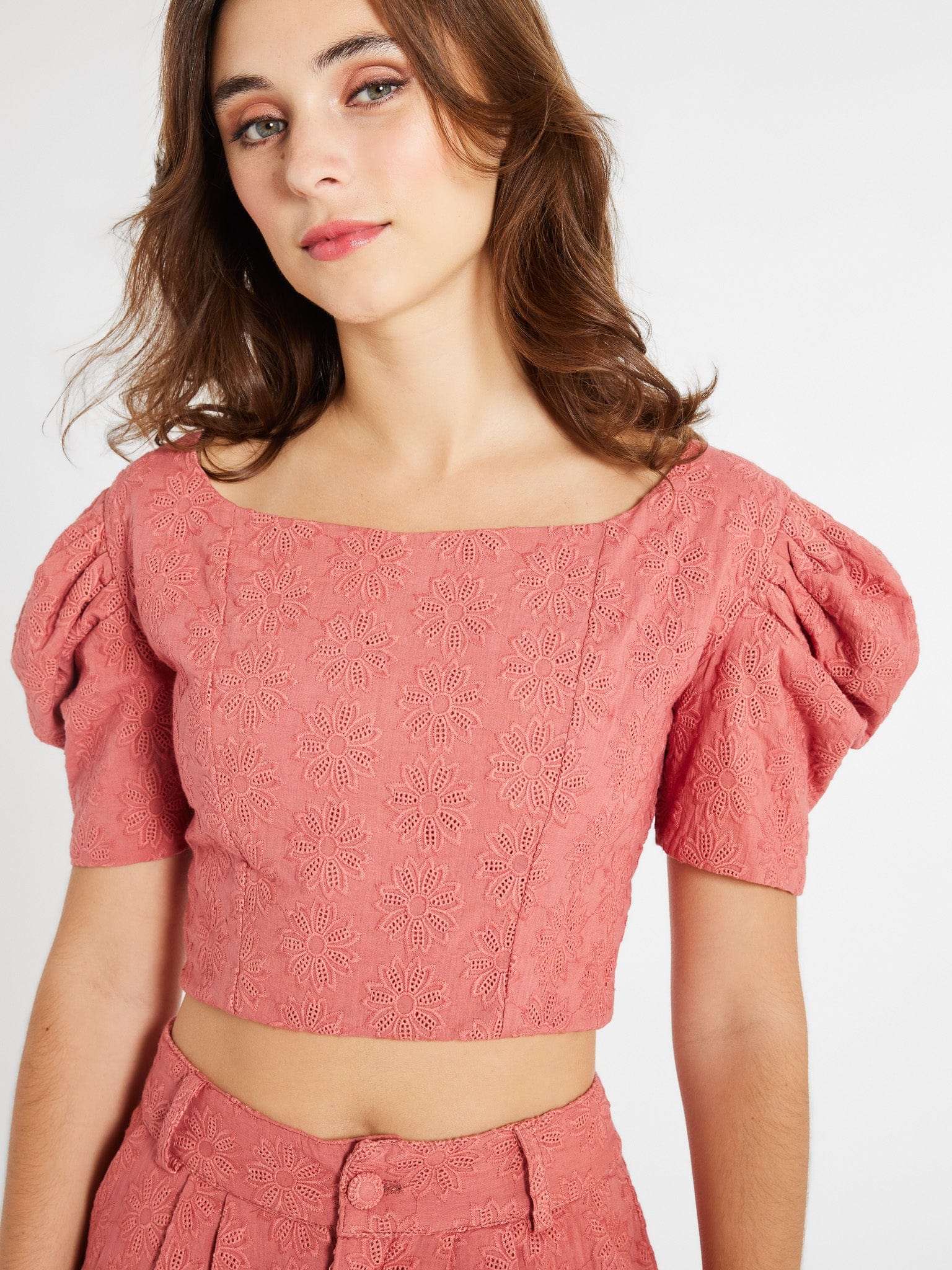 MILLE Clothing Coco Top in Rosewood Eyelet