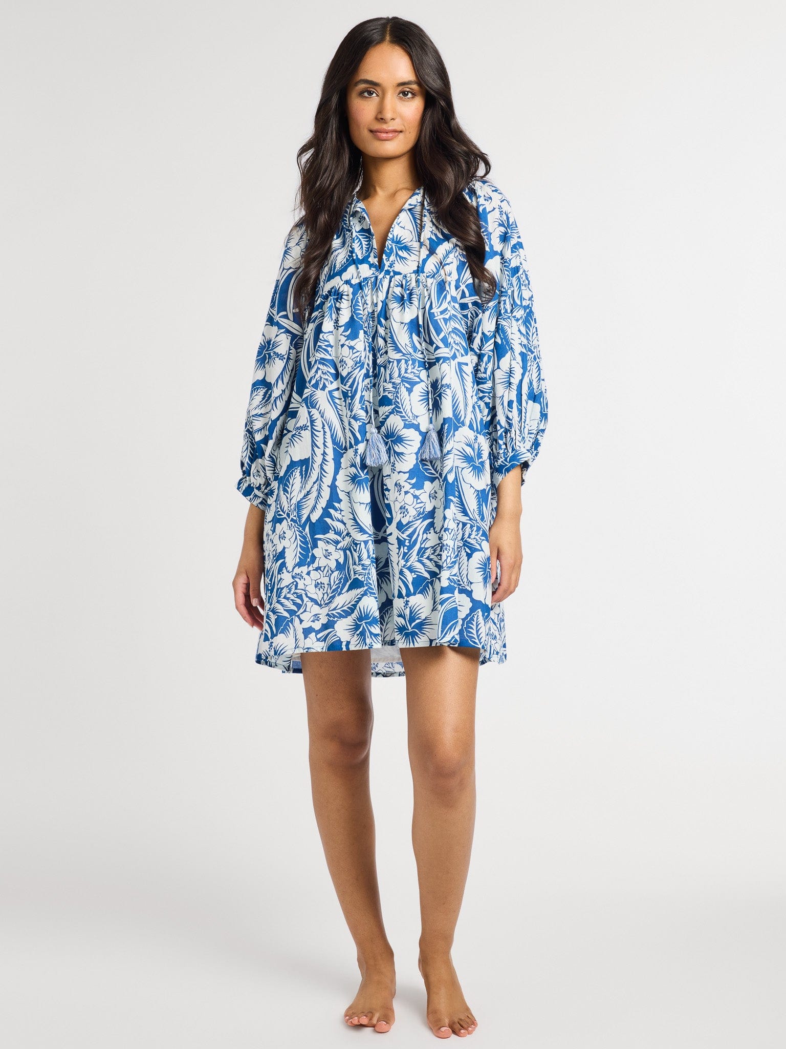 MILLE Daisy Dress in Blue Hibiscus L MILLE Daisy Dress in Blue Hibiscus L
