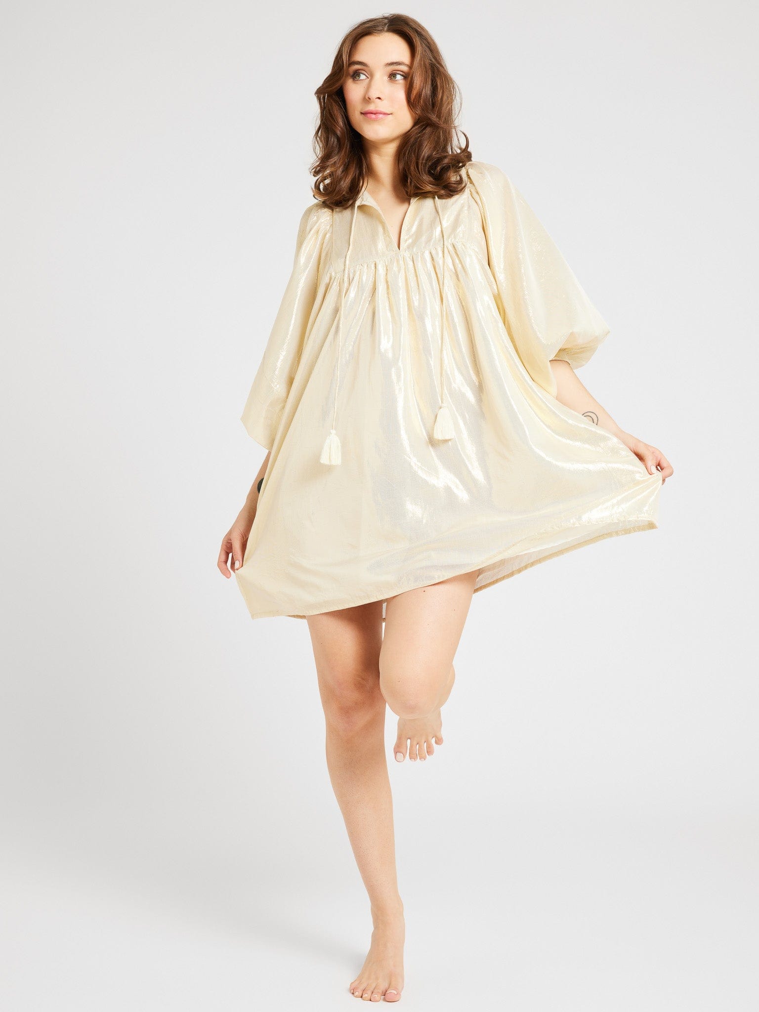 Daisy Dress in Gold Lamé