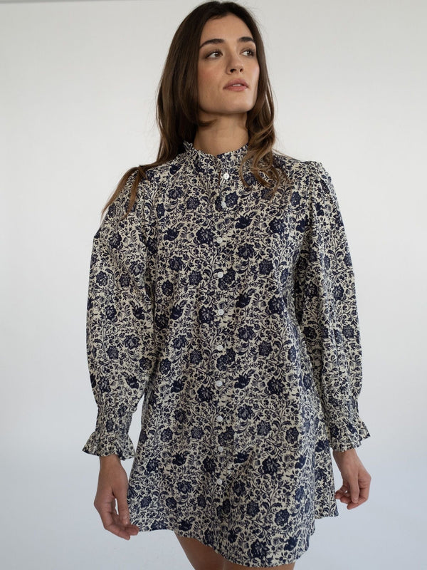 Dakota Dress in Indigo Floral — view 2