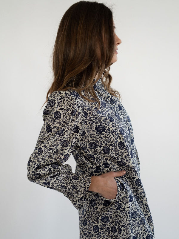 Dakota Dress in Indigo Floral — view 7