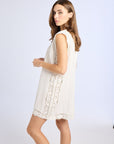 MILLE Clothing Dott Dress in White Embroidered Linen