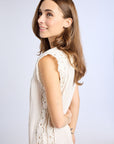 MILLE Clothing Dott Dress in White Embroidered Linen