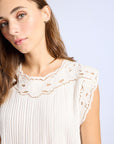 MILLE Clothing Dott Dress in White Embroidered Linen