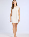 MILLE Clothing Dott Dress in White Embroidered Linen
