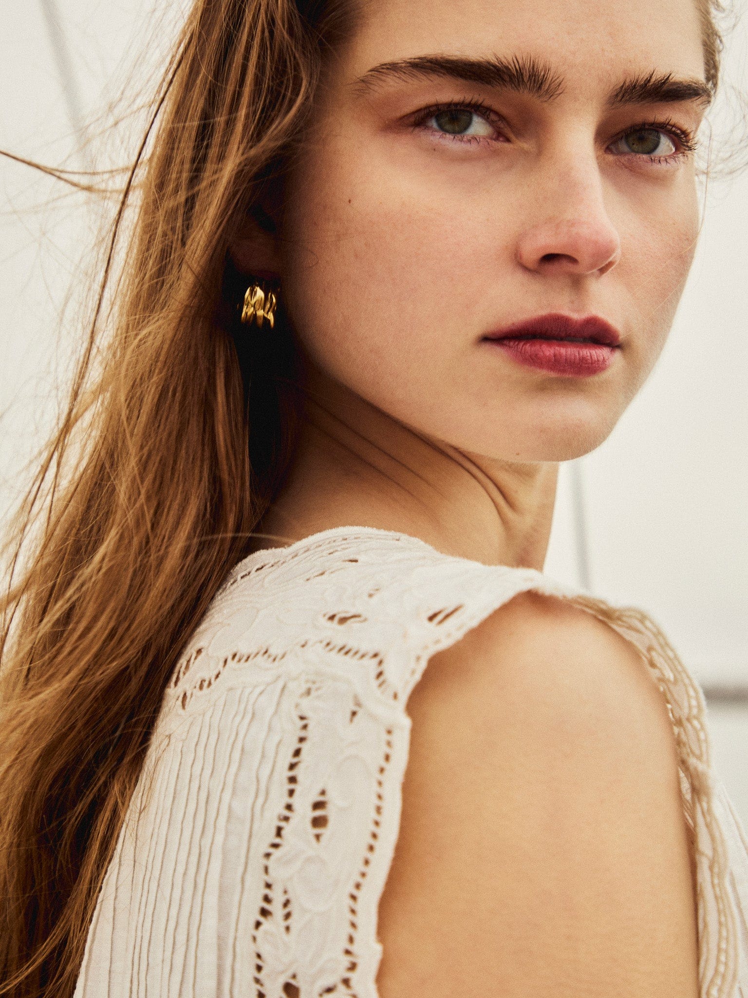 MILLE Dott Dress in White Embroidered Linen XS