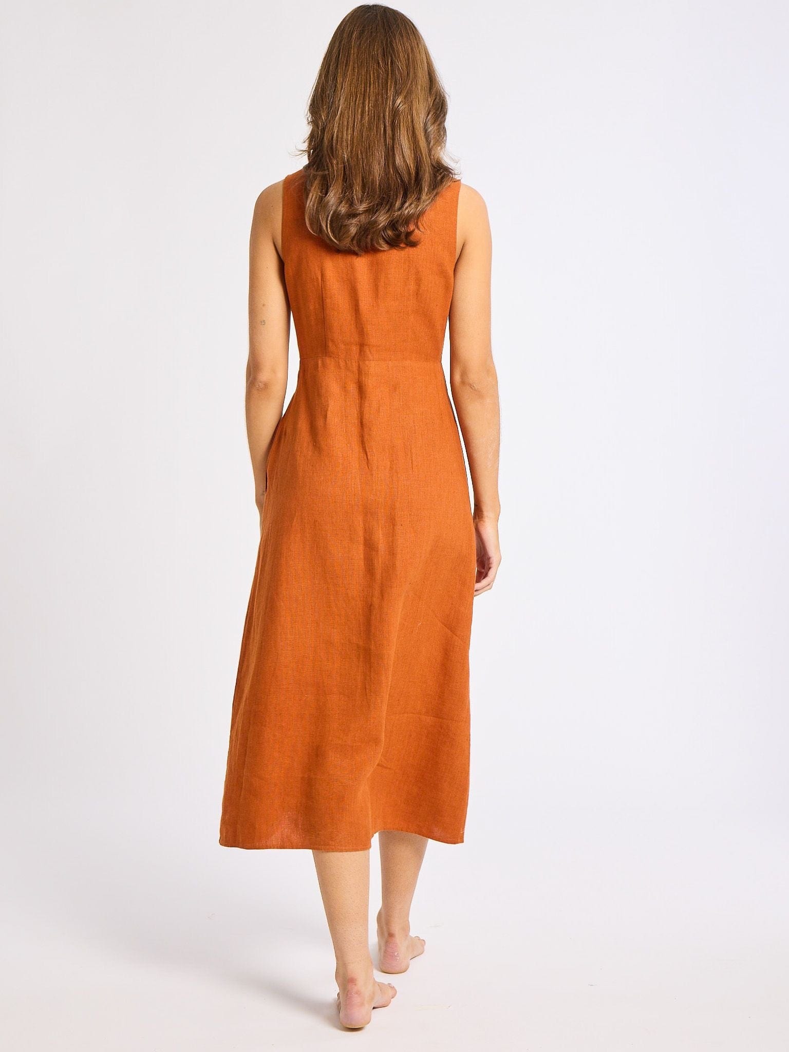 MILLE Clothing Effie Dress in Sepia Linen