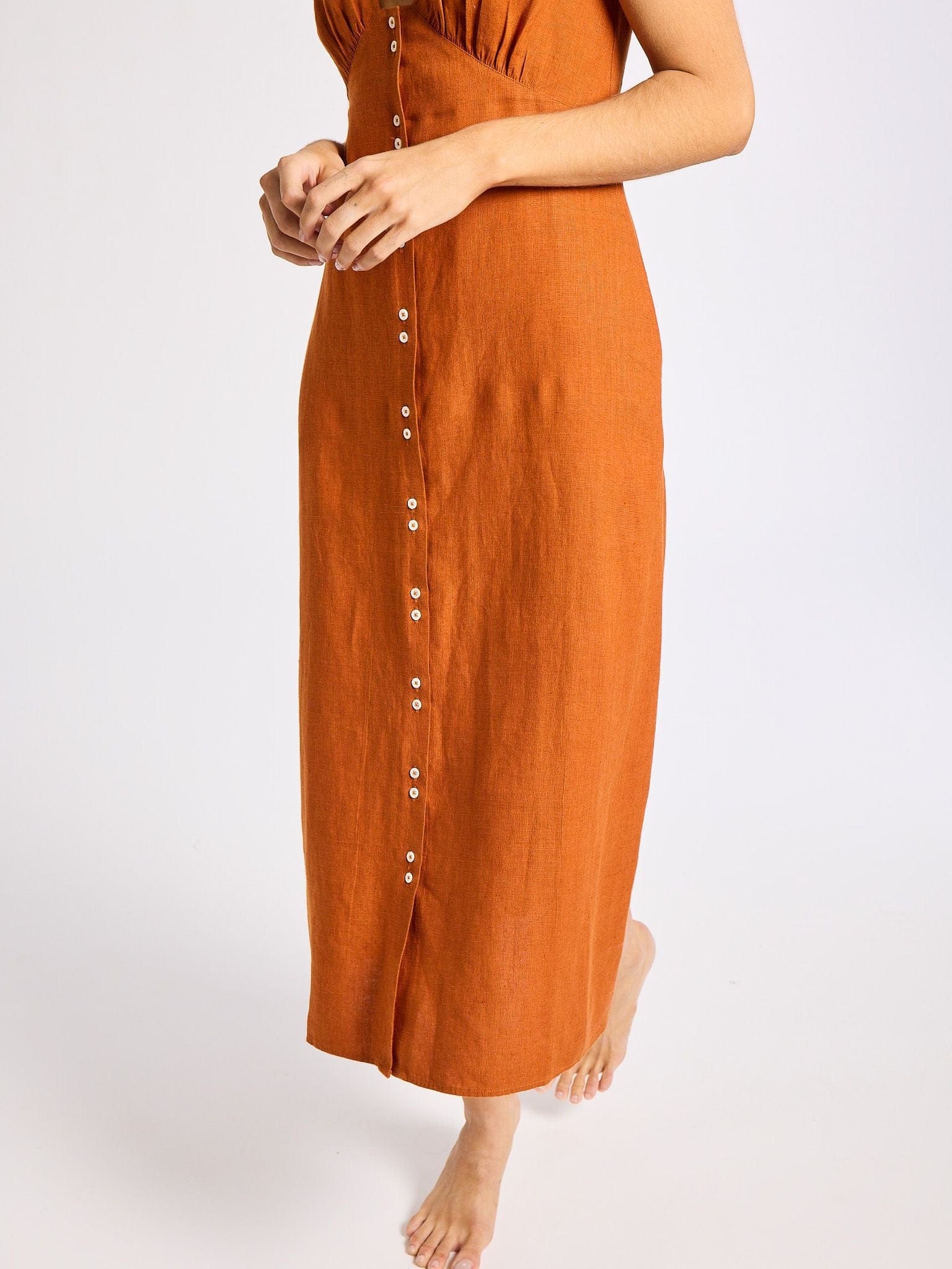 MILLE Clothing Effie Dress in Sepia Linen