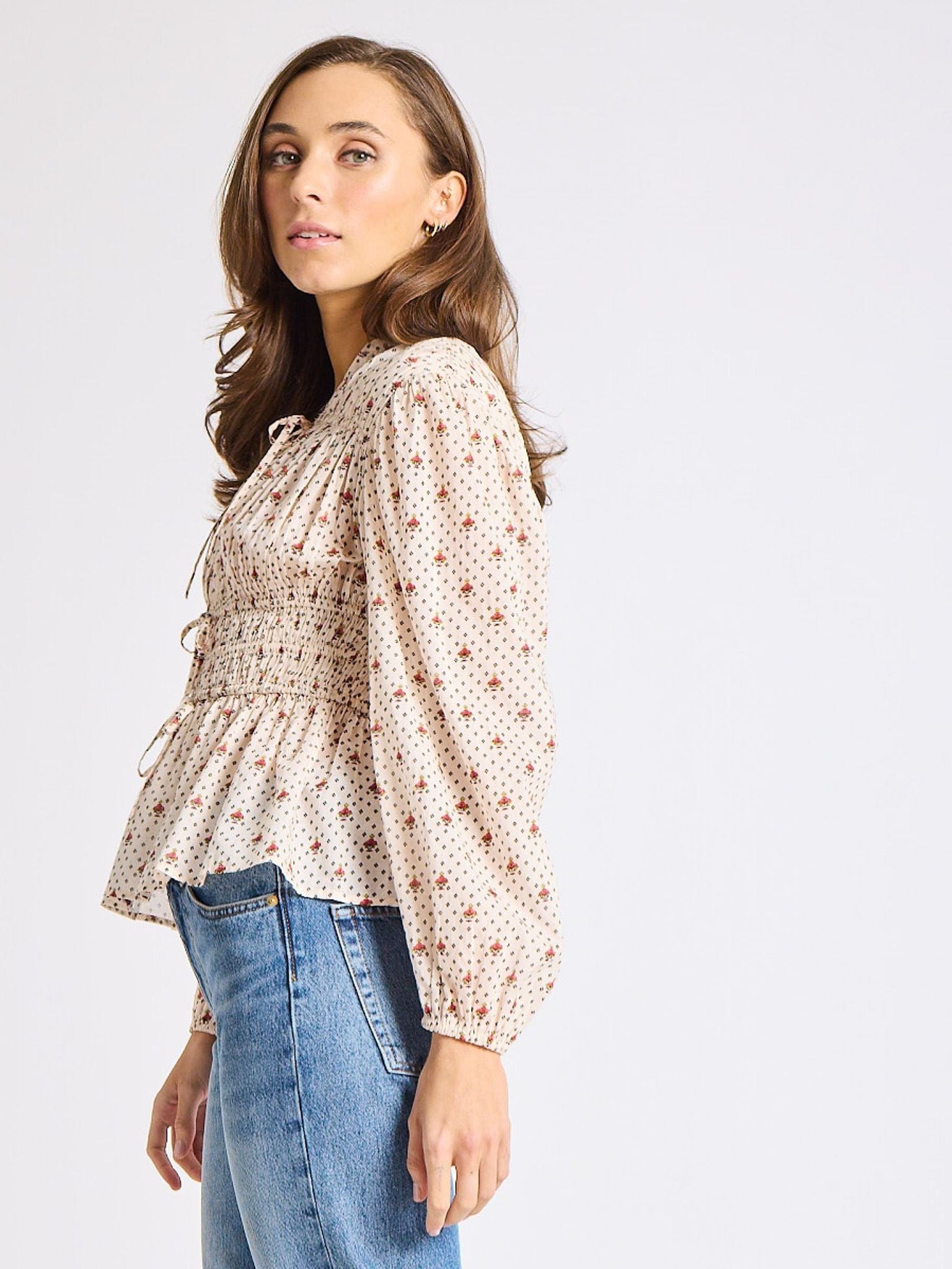 MILLE Clothing Ella Top in Blush Foulard