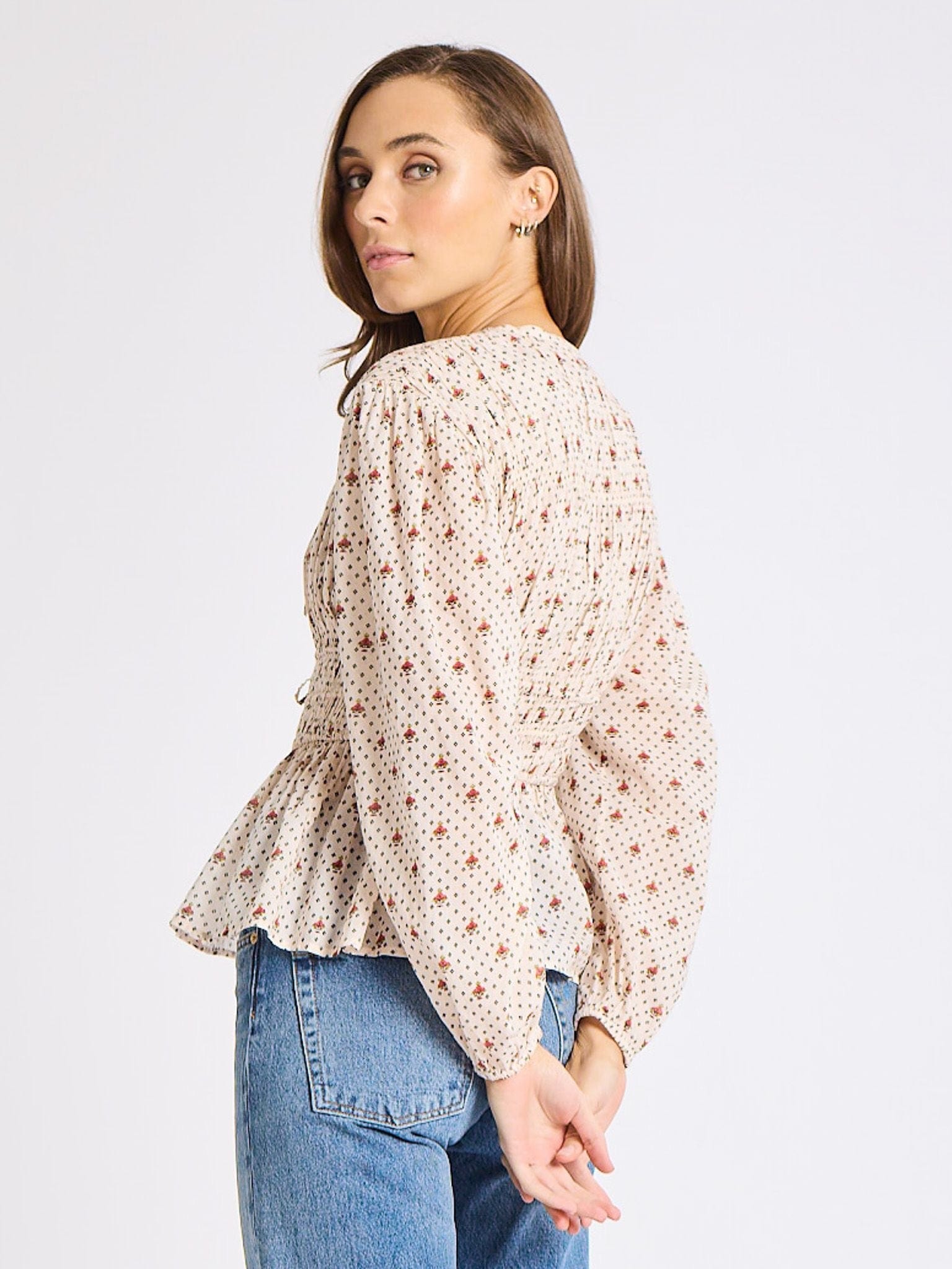 MILLE Clothing Ella Top in Blush Foulard