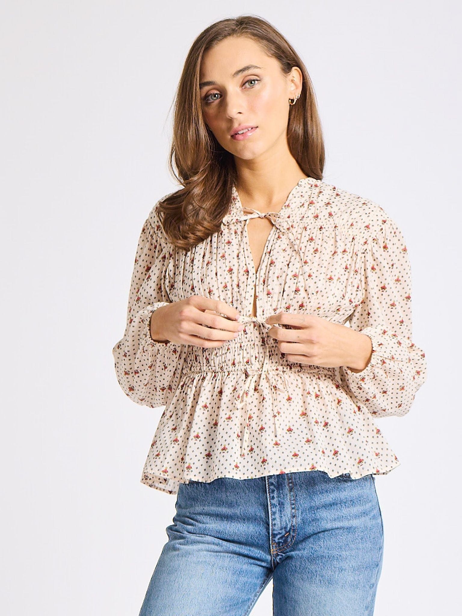 MILLE Clothing Ella Top in Blush Foulard