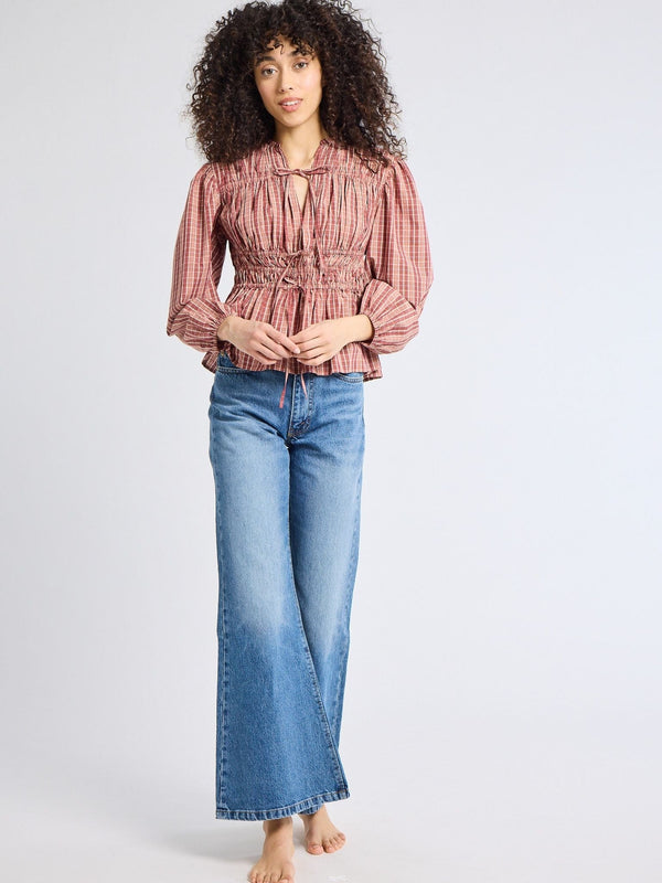 Ella Top in Rose Plaid — view 4