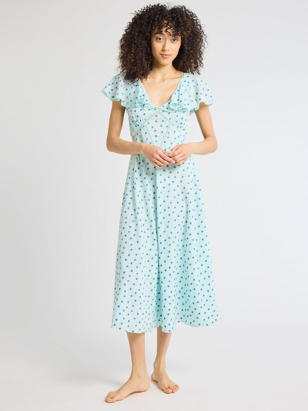 Eloise Dress in Blue Hearts — view 7