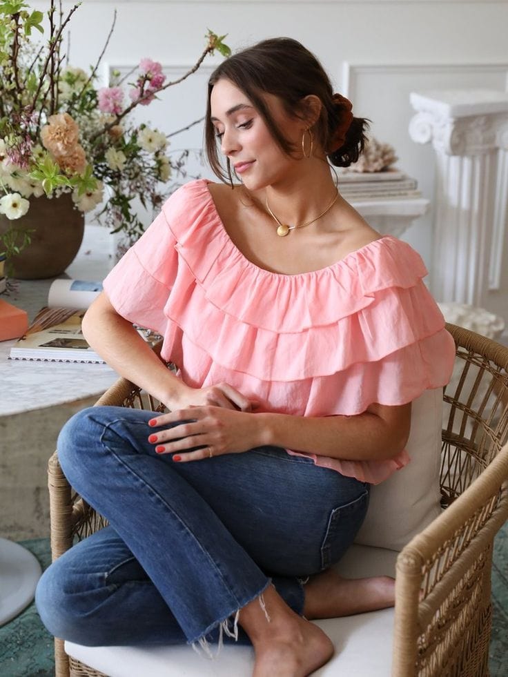 MILLE Clothing Fleur Top in Candlelight Peach