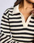 MILLE Clothing Flora Henley in Black Stripe