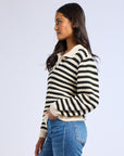 MILLE Clothing Flora Henley in Black Stripe