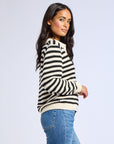 MILLE Clothing Flora Henley in Black Stripe