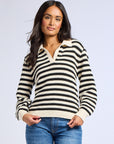 MILLE Clothing Flora Henley in Black Stripe