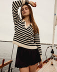 MILLE Clothing Flora Henley in Black Stripe