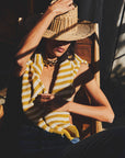 MILLE Clothing Flora Henley in Sand Stripe