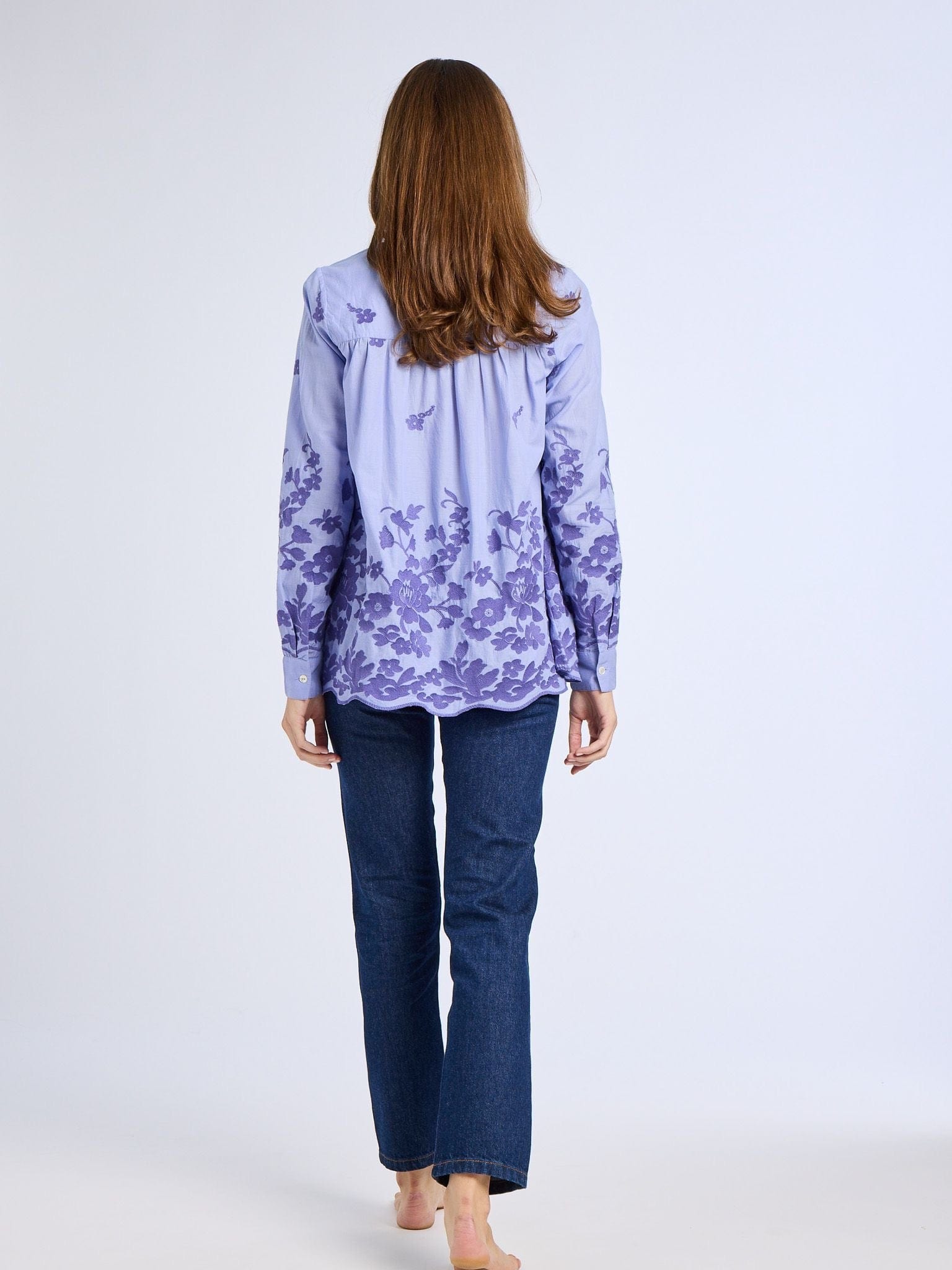 MILLE Clothing Florian Top in Periwinkle Embroidery
