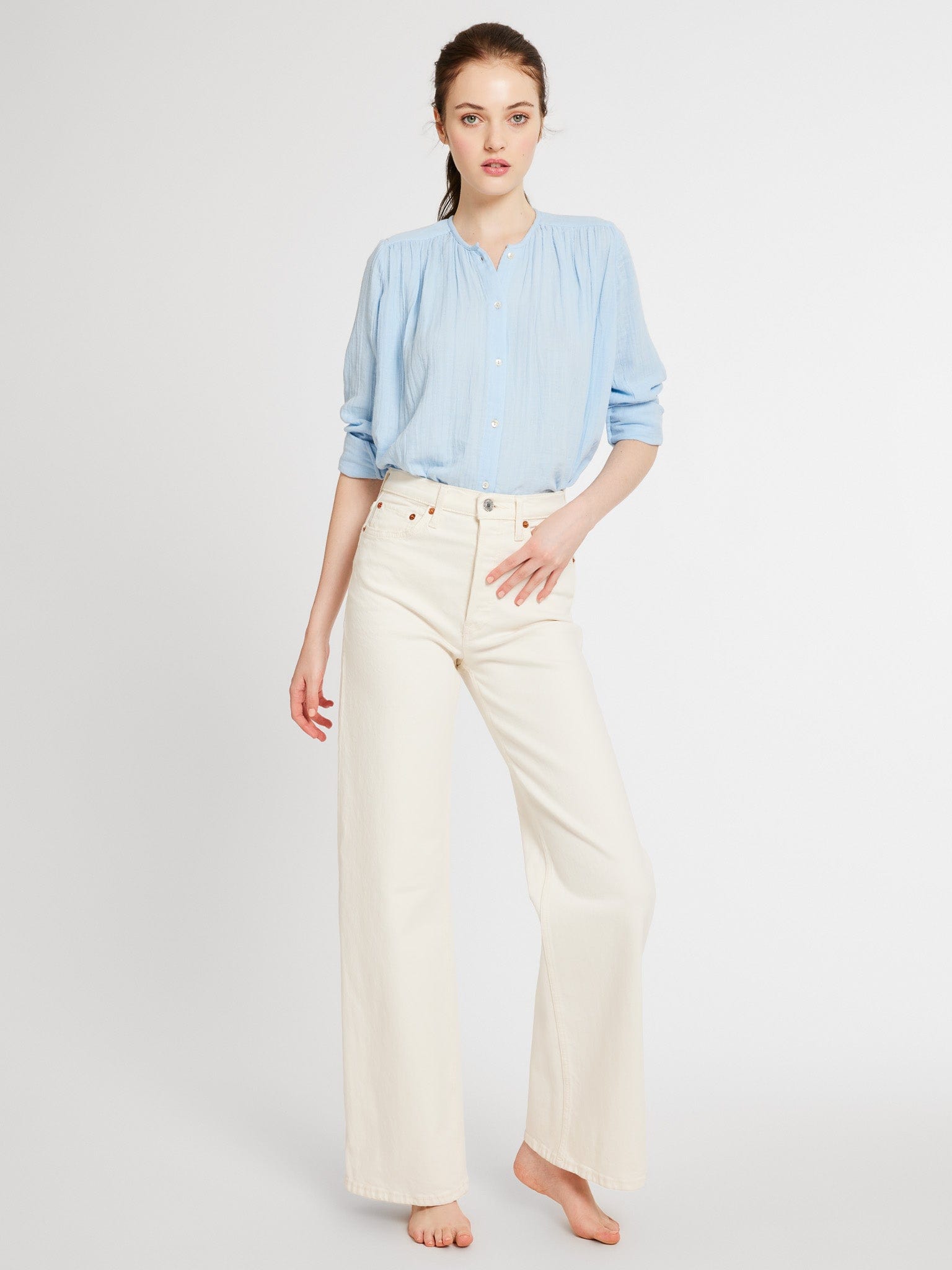 MILLE Clothing Florian Top in Riviera Double Gauze