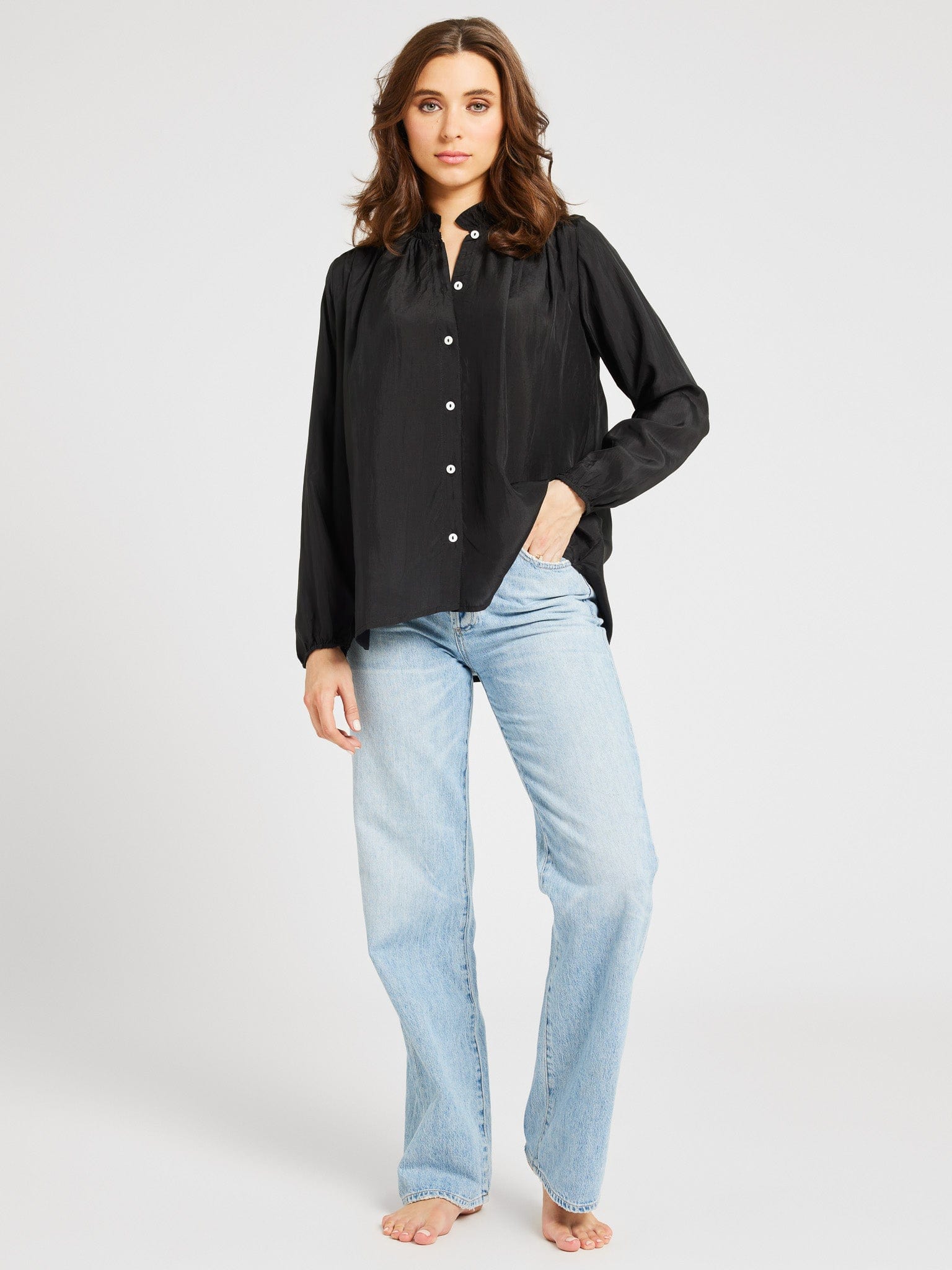 MILLE Clothing Francesca Top in Black Silk