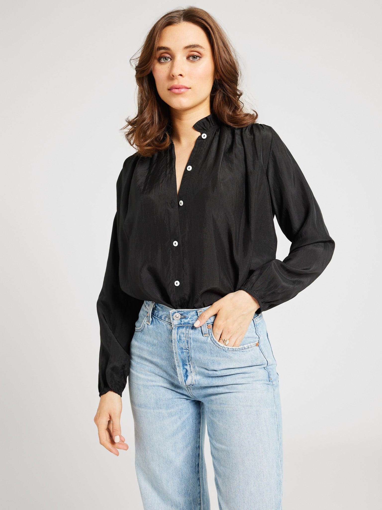 MILLE Clothing Francesca Top in Black Silk