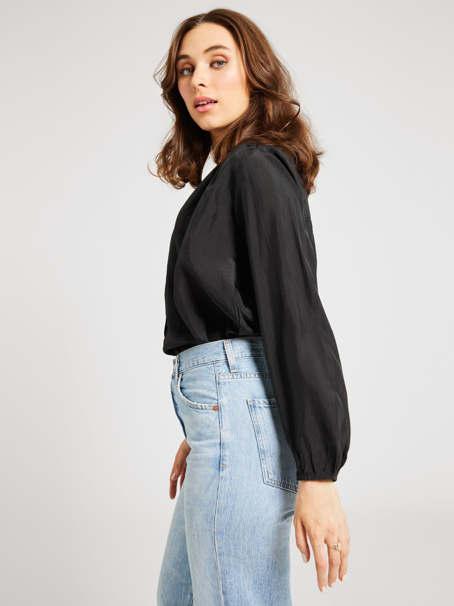 MILLE Clothing Francesca Top in Black Silk