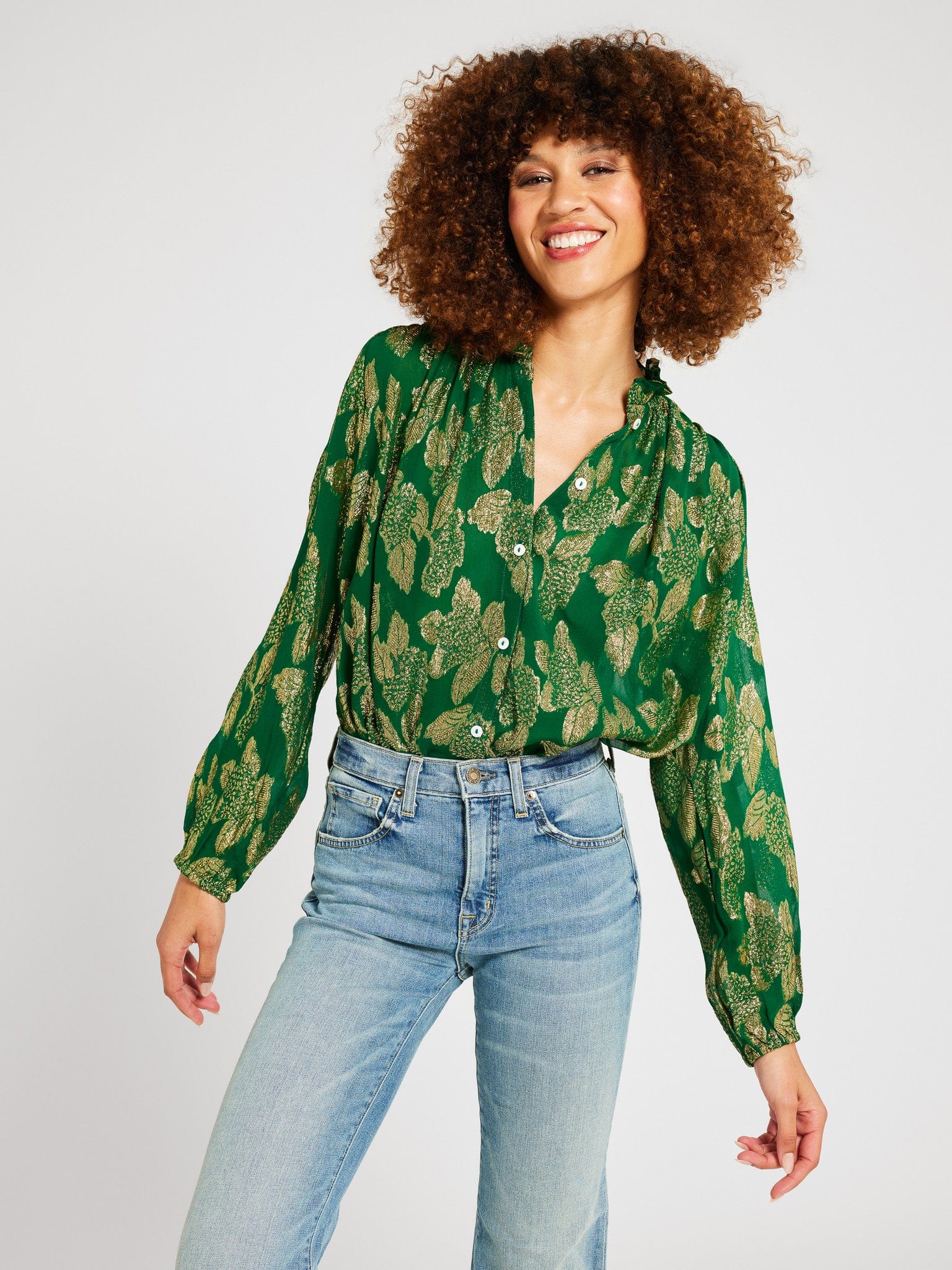 MILLE Clothing Francesca Top in Malachite Shimmer