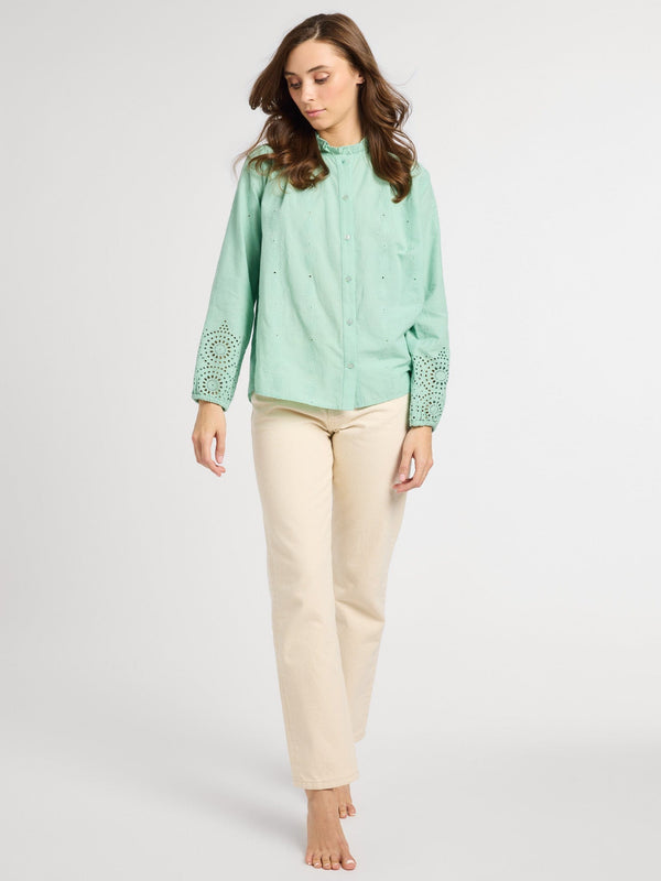 Francesca Top in Pistachio Eyelet — view 5