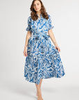 MILLE Clothing Françoise Skirt in Blue Hibiscus
