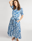 MILLE Clothing Françoise Skirt in Blue Hibiscus
