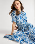 MILLE Clothing Françoise Skirt in Blue Hibiscus