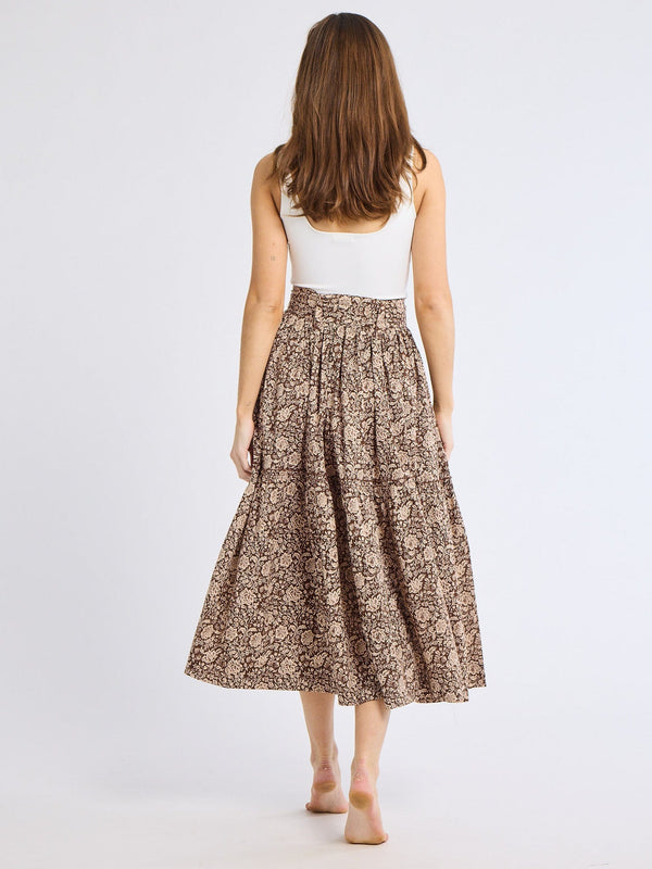 Françoise Skirt in Cocoa Floral — view 3
