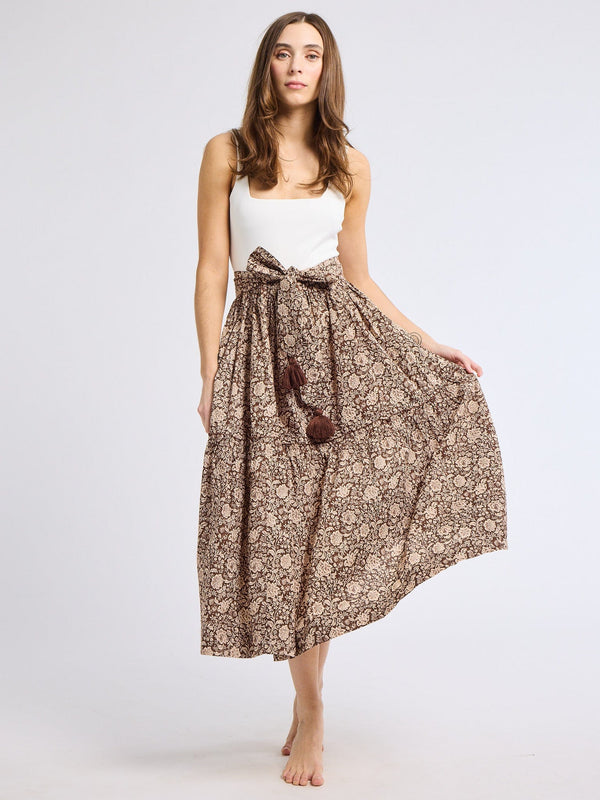 Françoise Skirt in Cocoa Floral — view 5