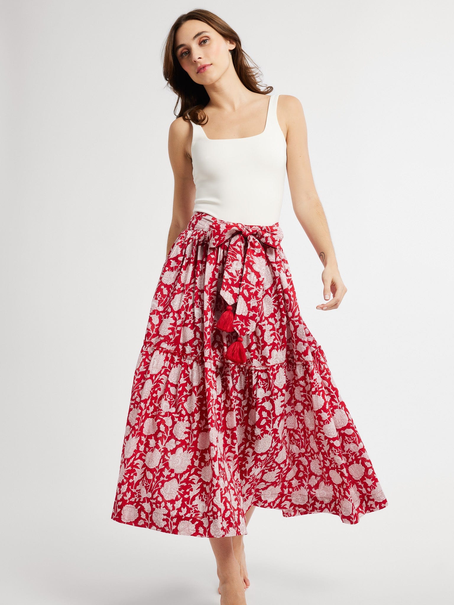 MILLE Clothing Françoise Skirt in Red Zinnia