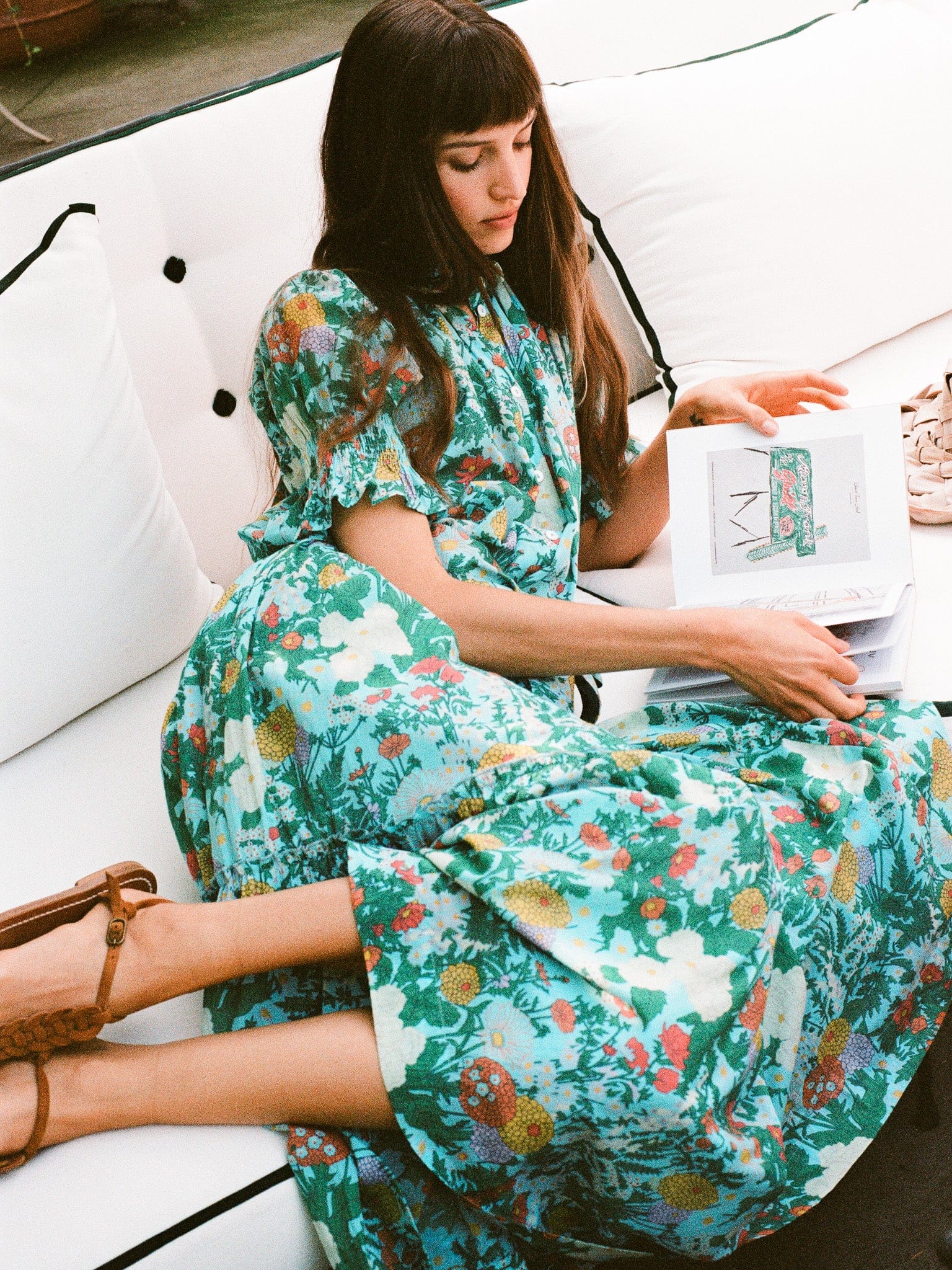 Françoise Skirt in Swedish Garden | MILLE – Full Length Belted