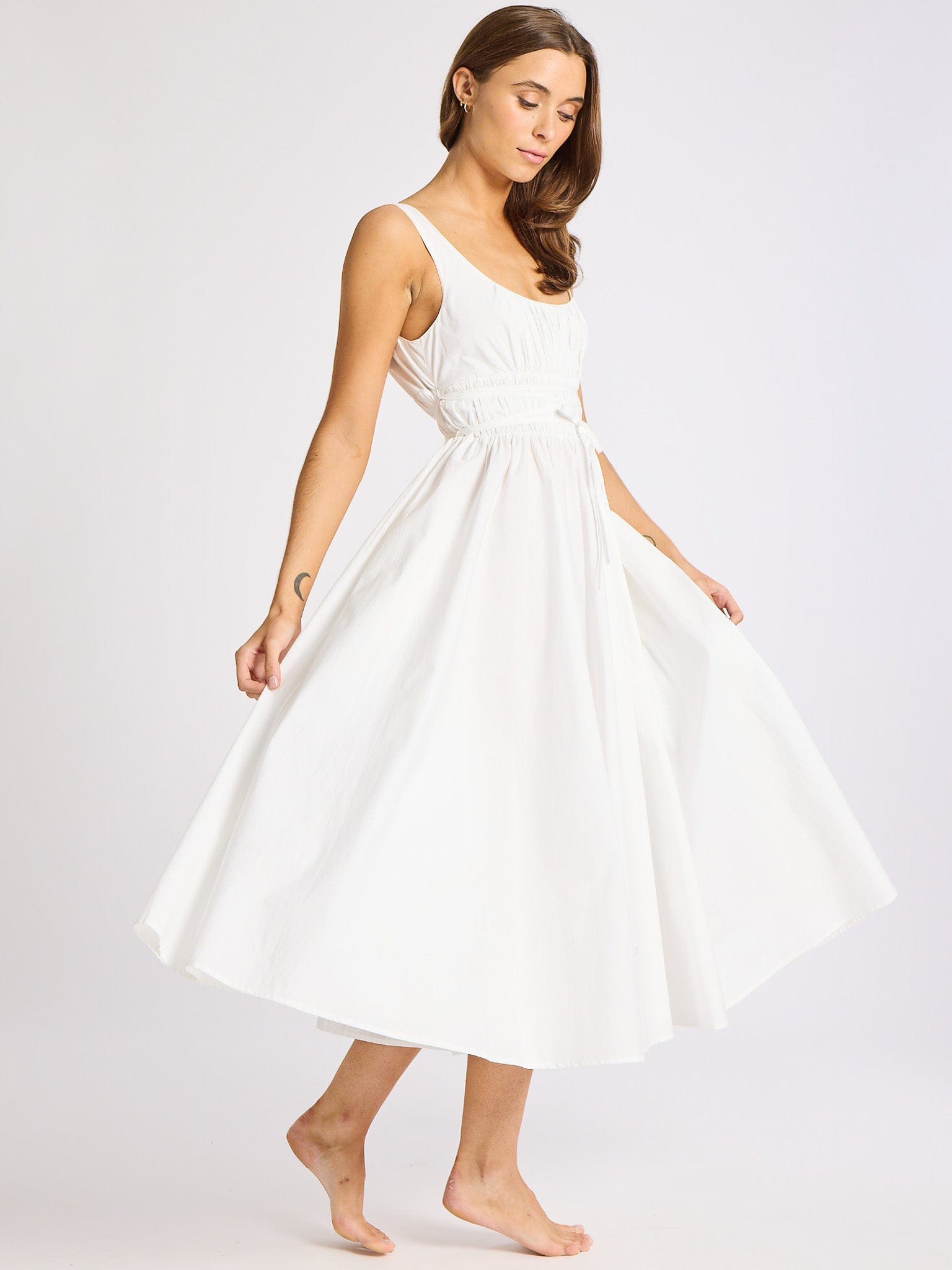 knee length dresses for ladies White Spaghetti Strap Dress Xs